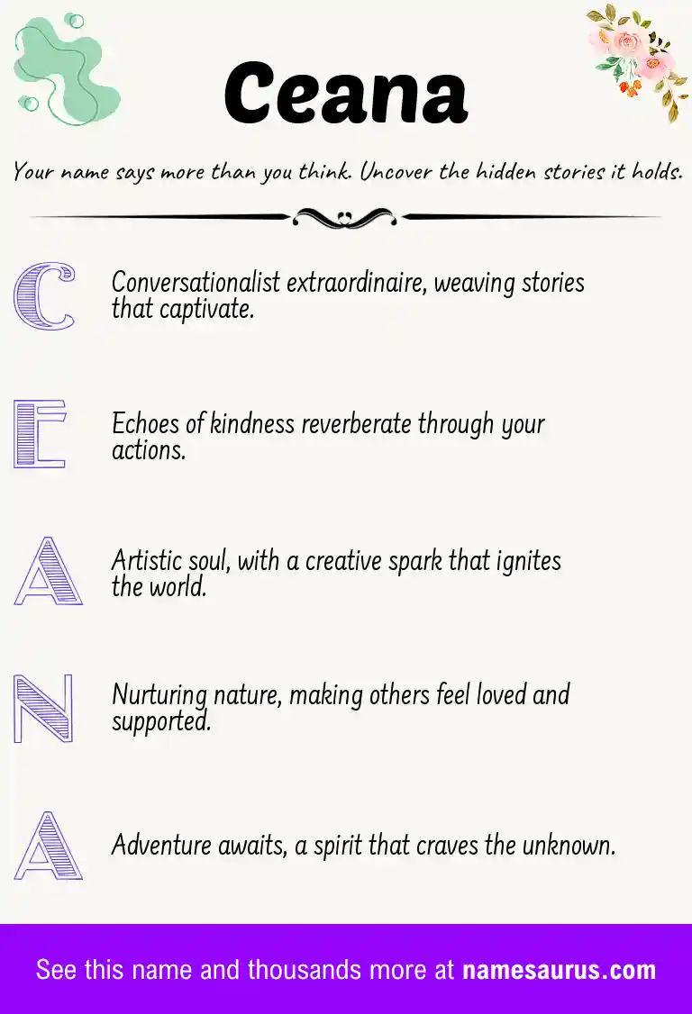 Acrostic poem about Ceana.