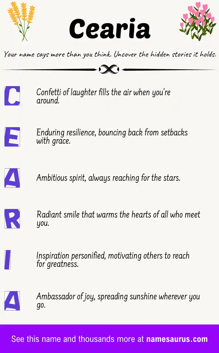 Acrostic poem about Cearia.