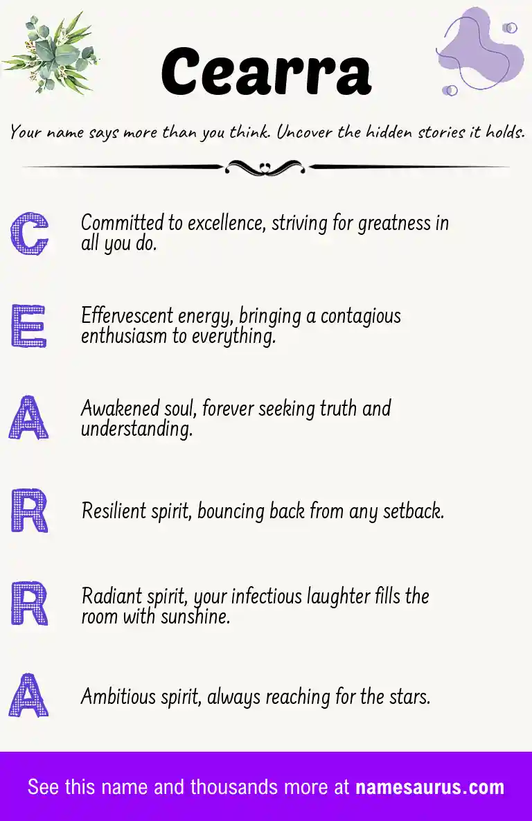 Acrostic poem about Cearra.