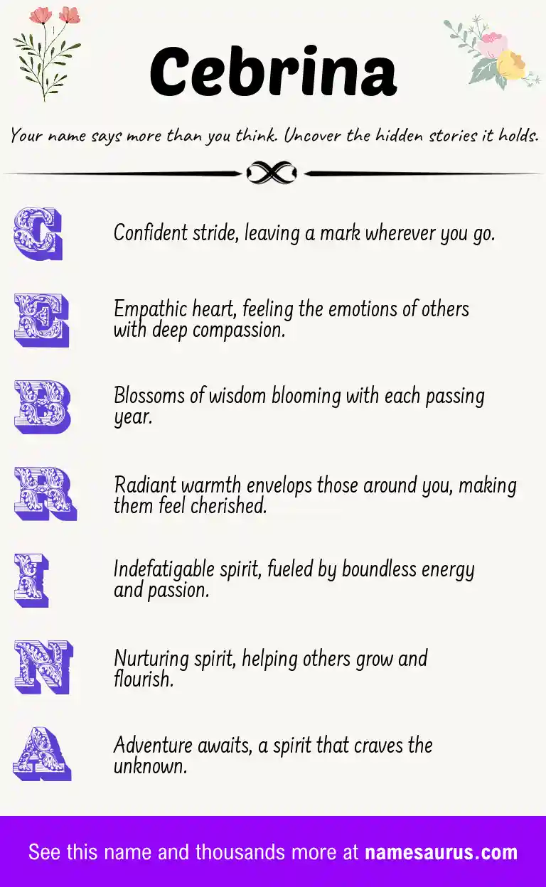 Acrostic poem about Cebrina.