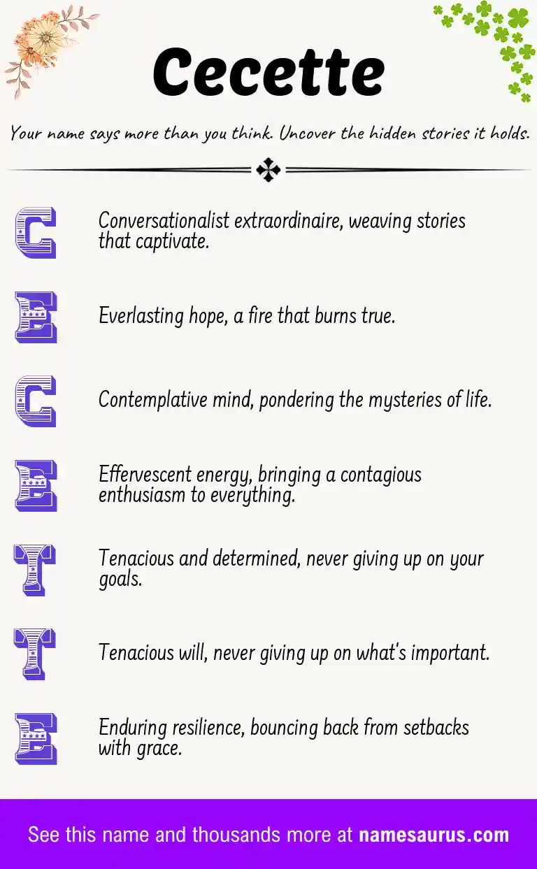 Acrostic poem about Cecette.