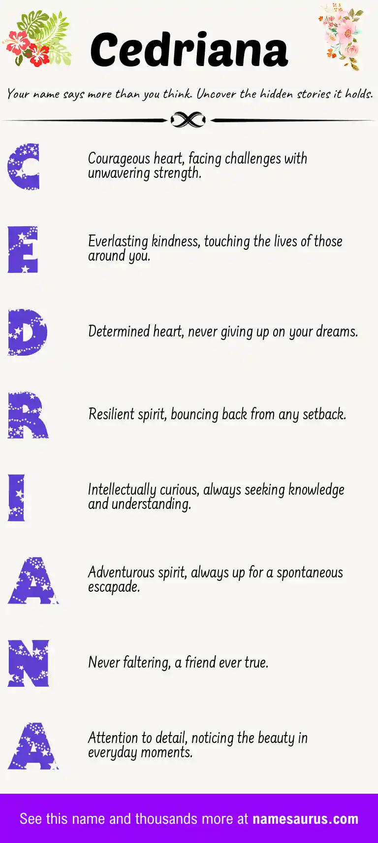 Acrostic poem about Cedriana.