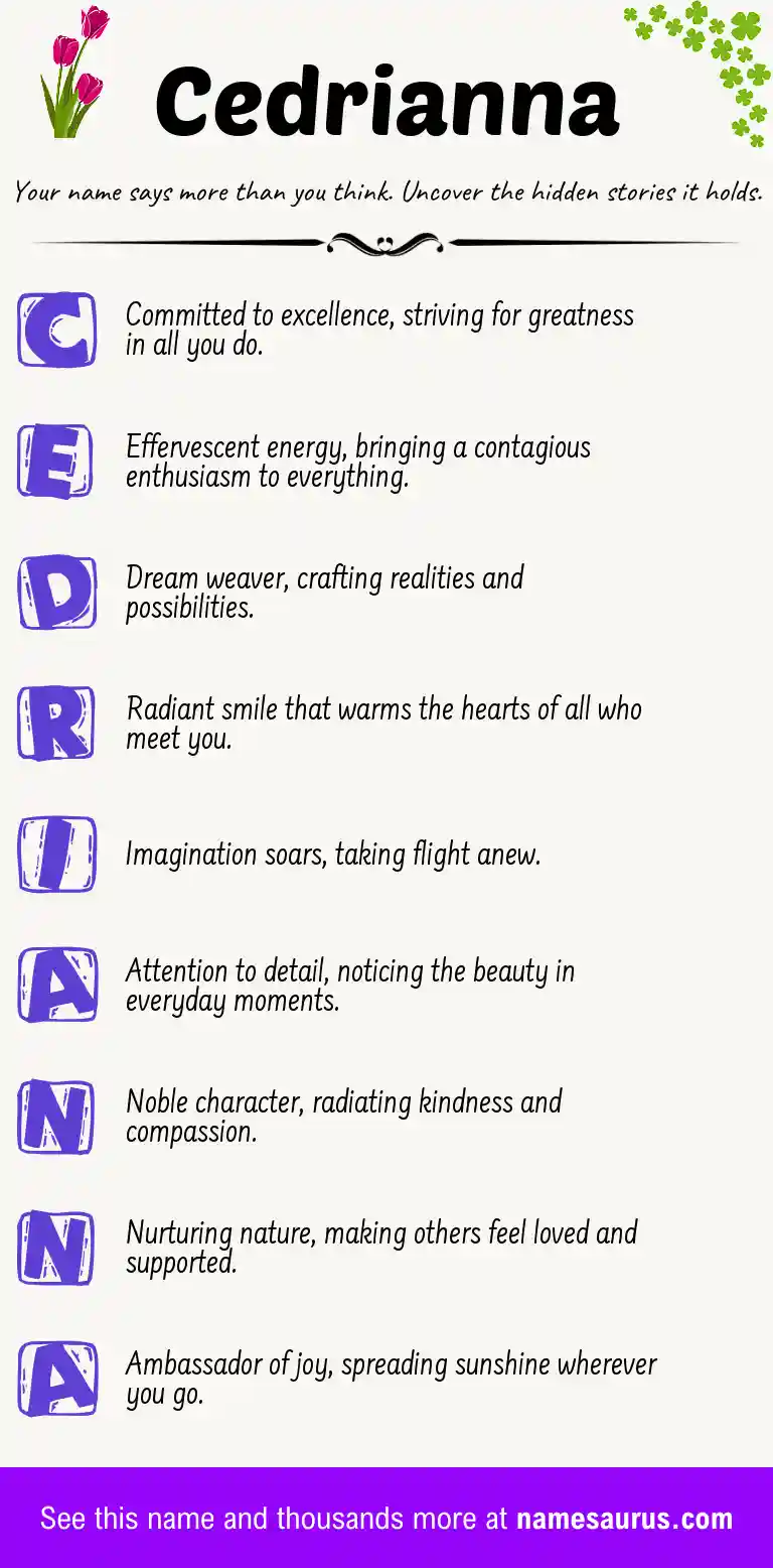 Acrostic poem about Cedrianna.