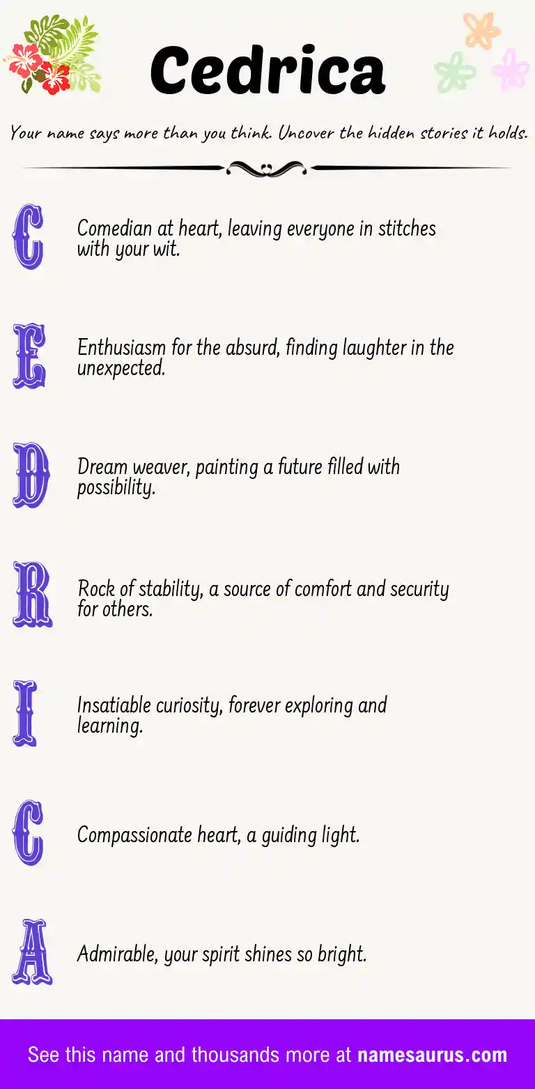 Acrostic poem about Cedrica.