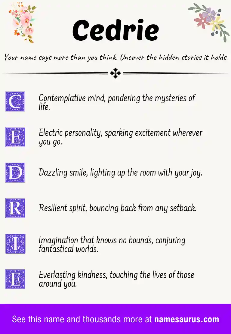 Acrostic poem about Cedrie.