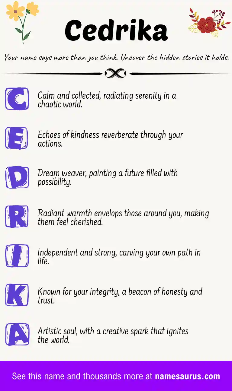 Acrostic poem about Cedrika.