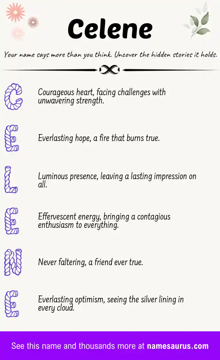 Acrostic poem about Celene.