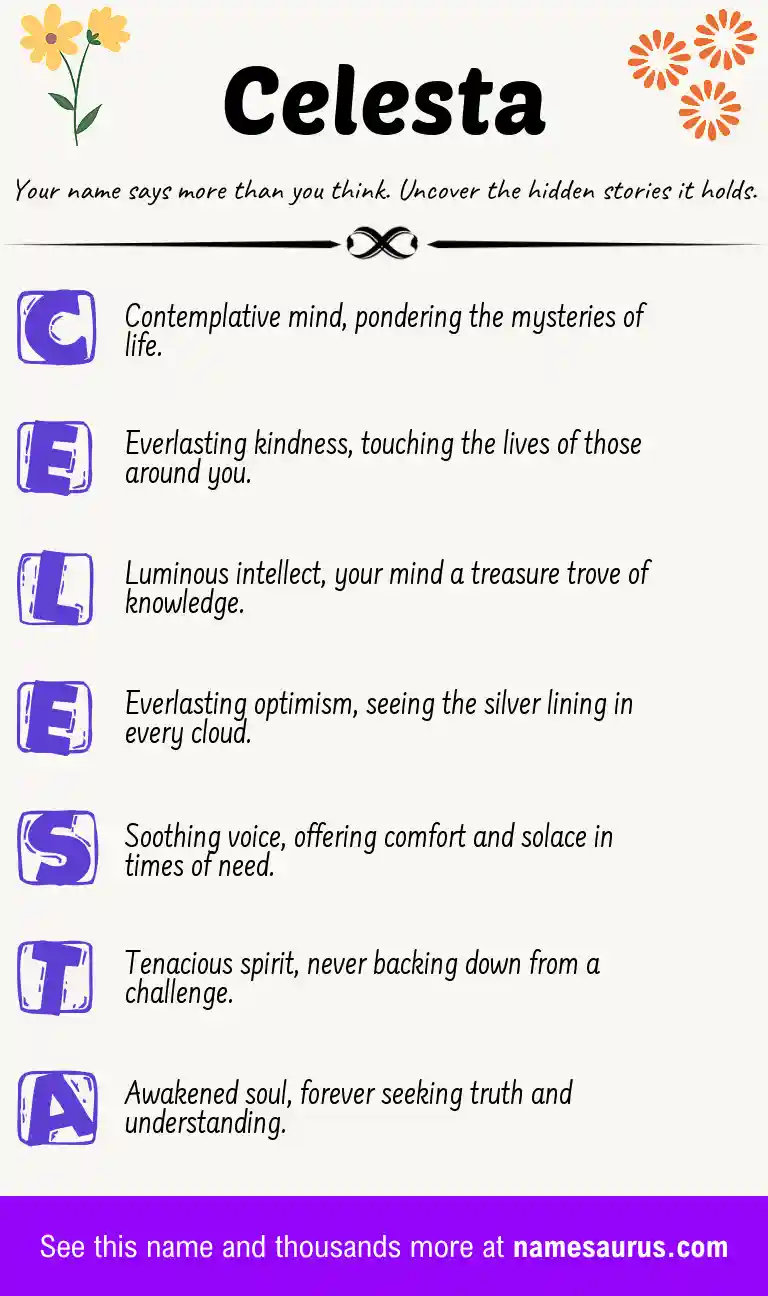 Acrostic poem about Celesta.