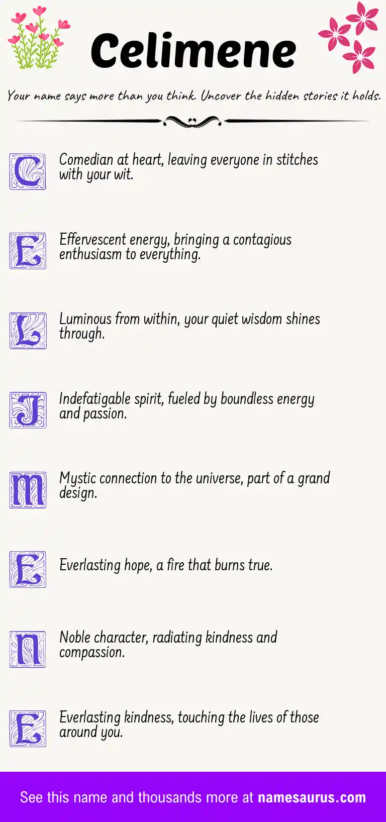 Acrostic poem about Celimene.
