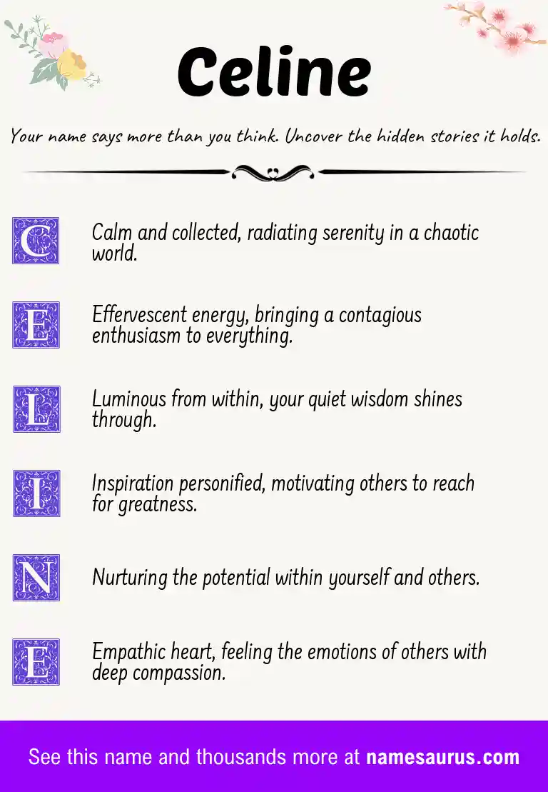 Acrostic poem about Celine.