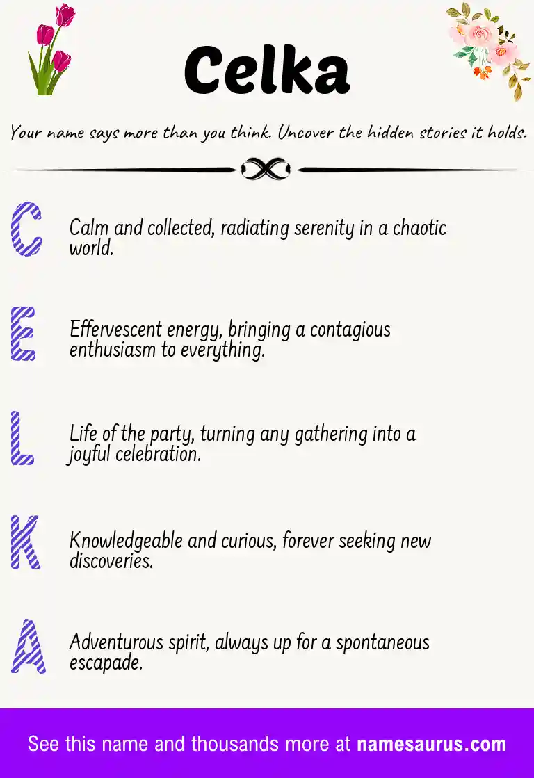 Acrostic poem about Celka.
