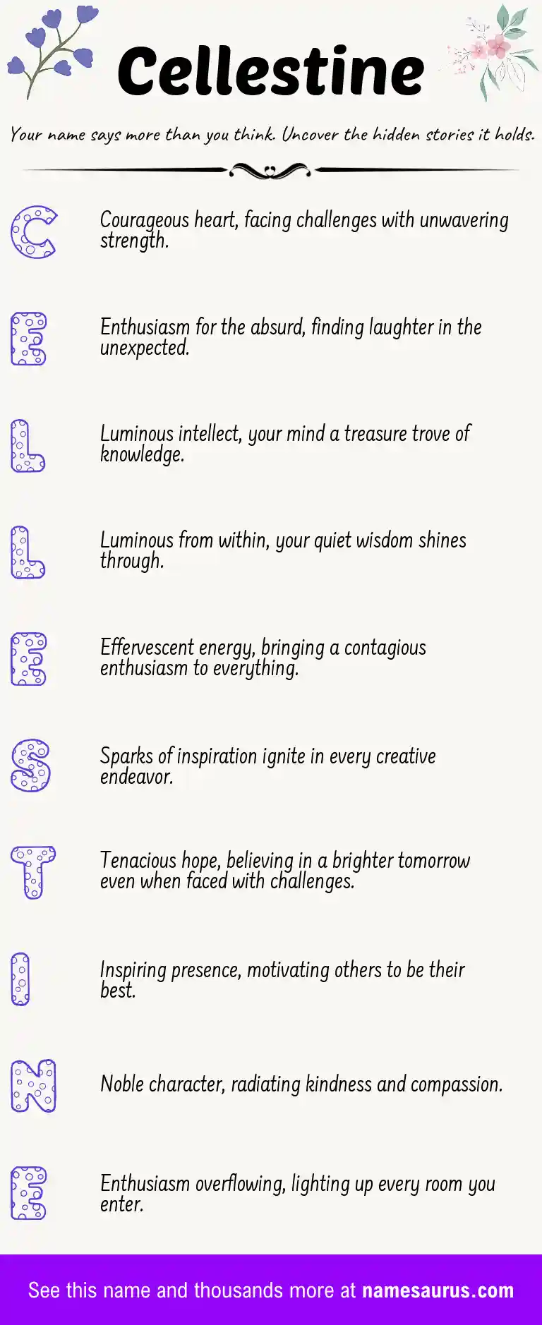 Acrostic poem about Cellestine.