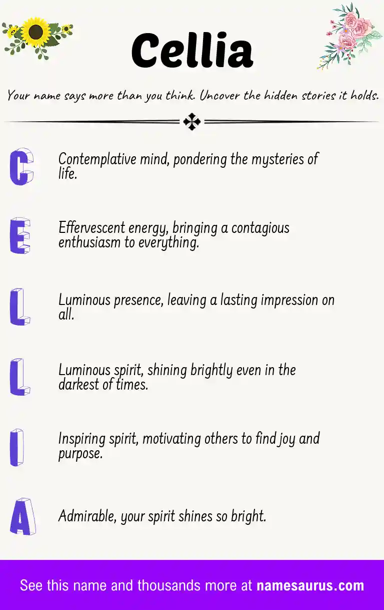 Acrostic poem about Cellia.