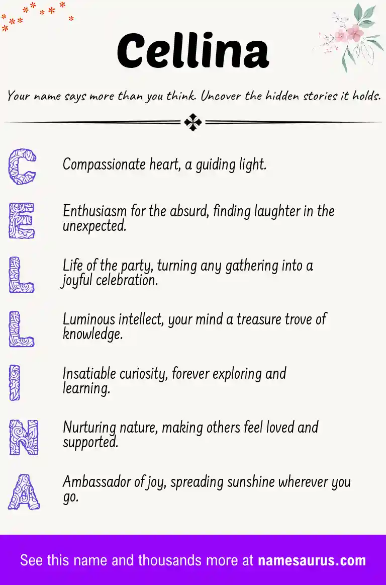 Acrostic poem about Cellina.