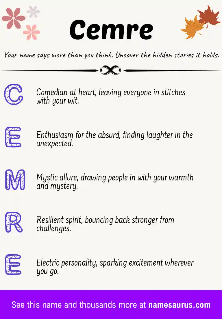 Acrostic poem about Cemre.