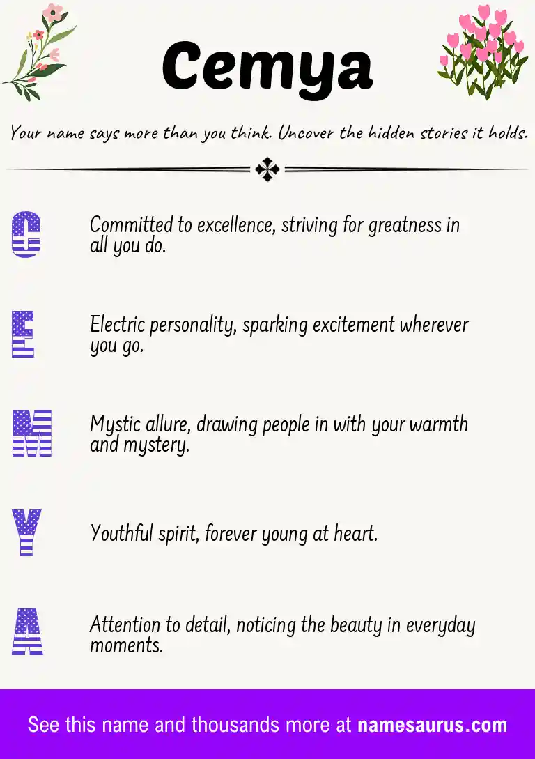 Acrostic poem about Cemya.