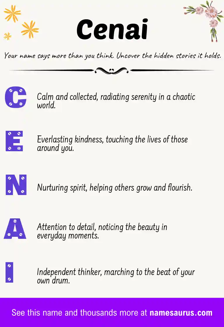 Acrostic poem about Cenai.