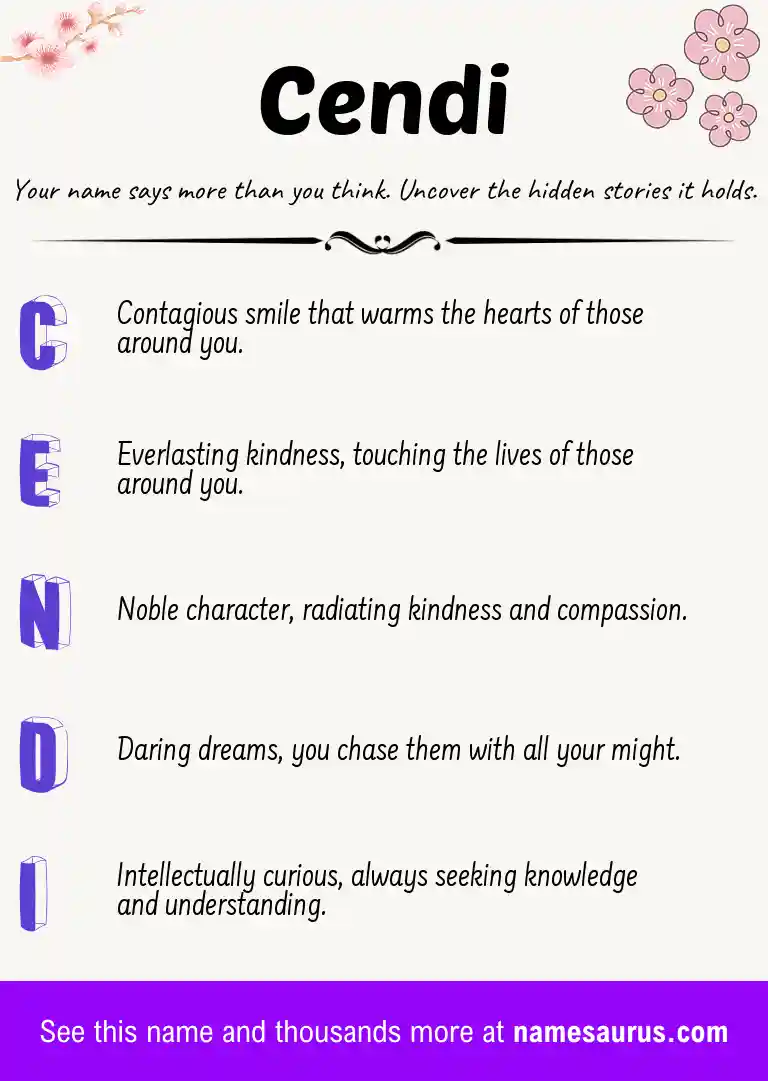 Acrostic poem about Cendi.