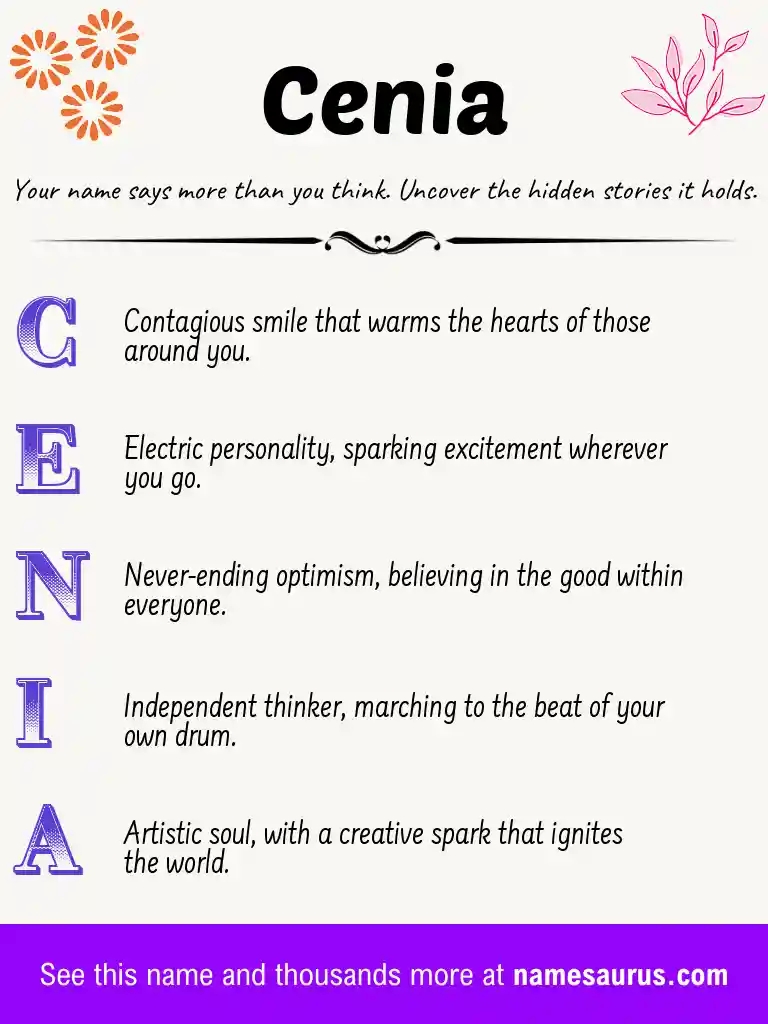 Acrostic poem about Cenia.