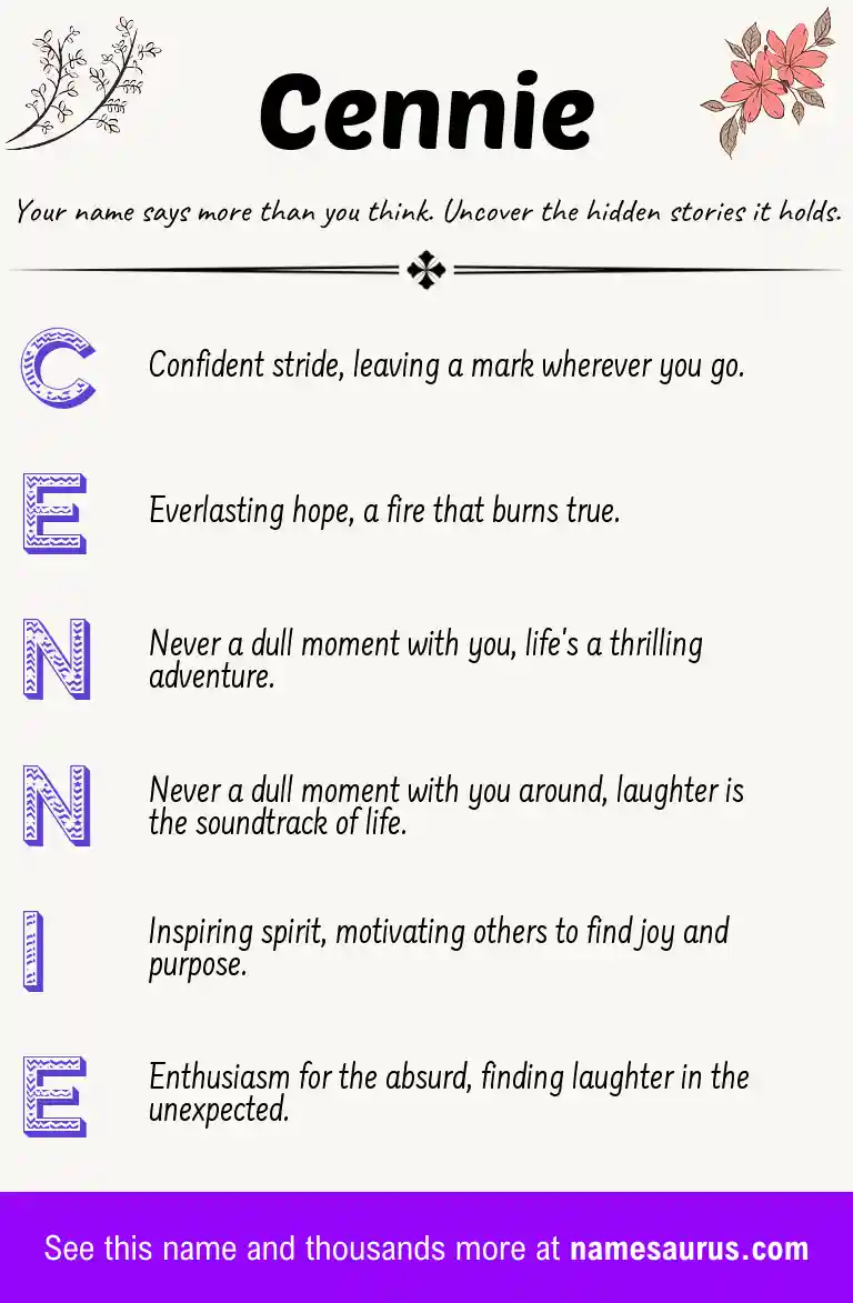 Acrostic poem about Cennie.