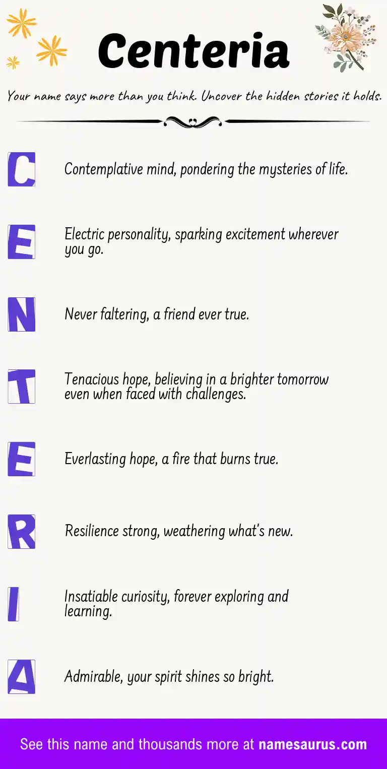 Acrostic poem about Centeria.