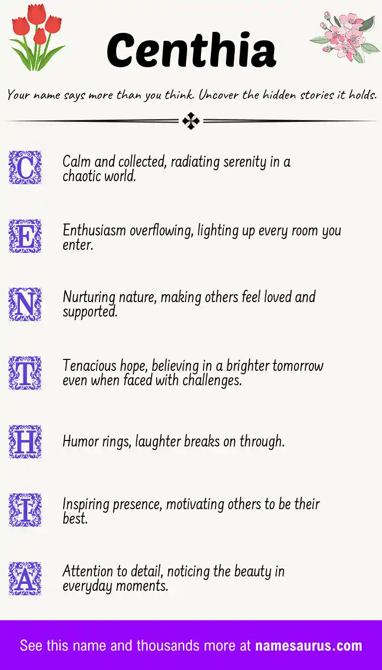 Acrostic poem about Centhia.