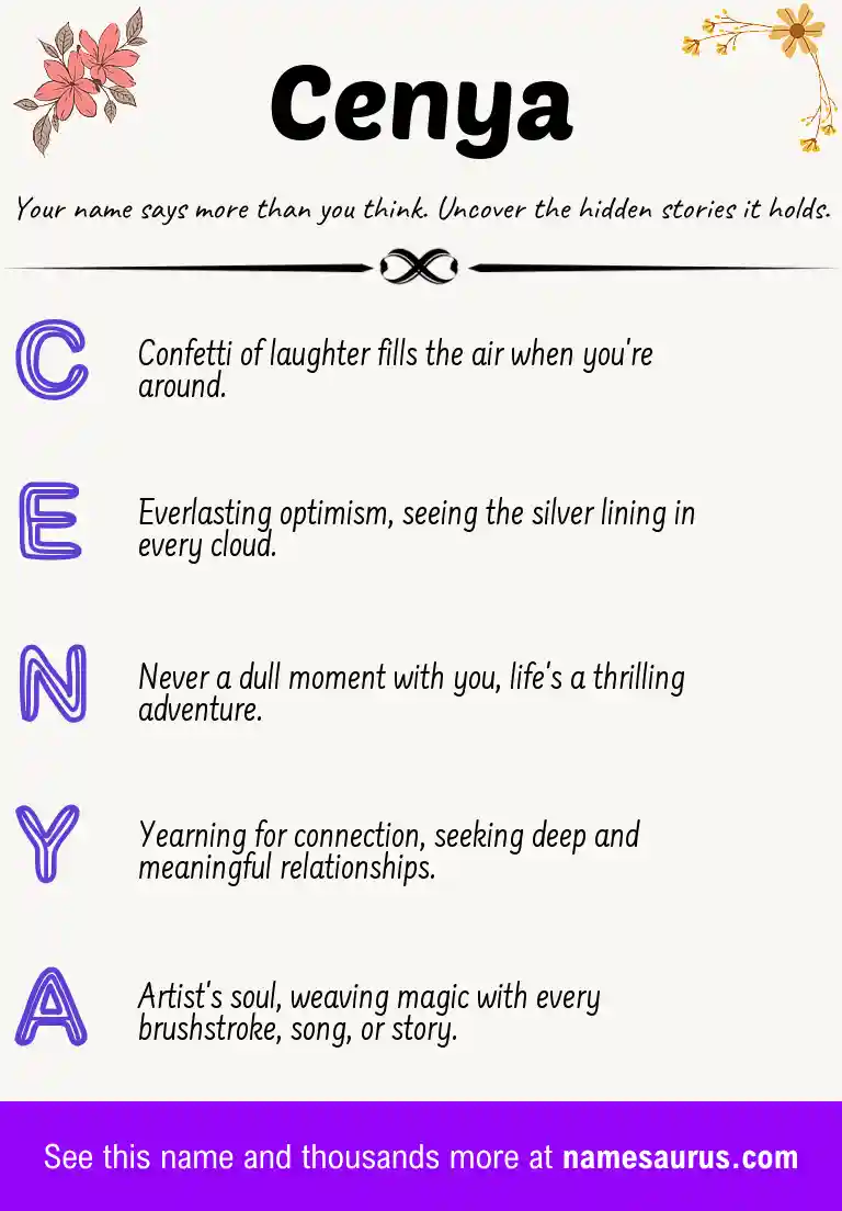 Acrostic poem about Cenya.