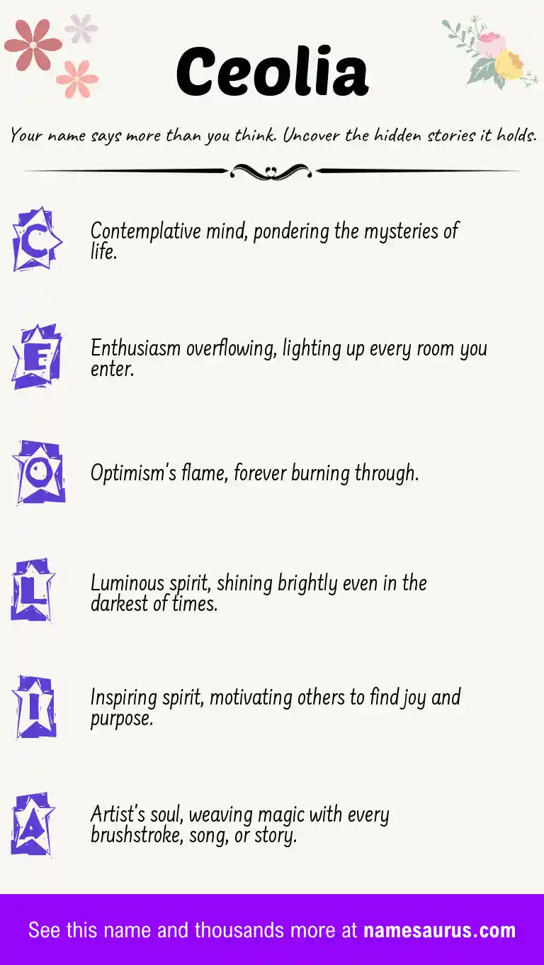 Acrostic poem about Ceolia.