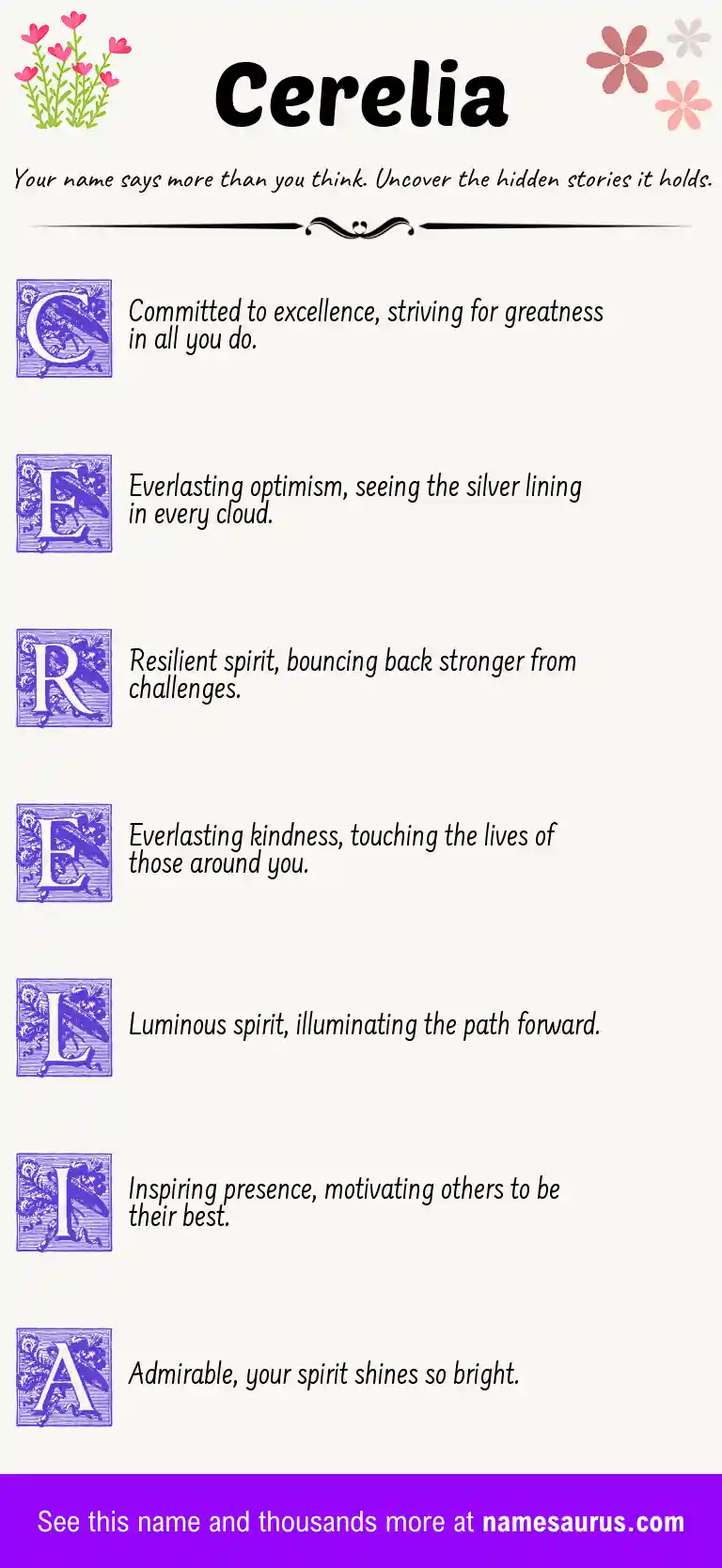 Acrostic poem about Cerelia.