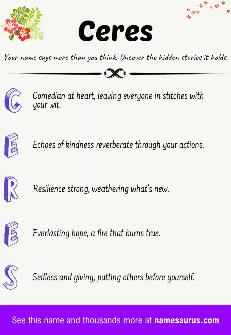Acrostic poem about Ceres.