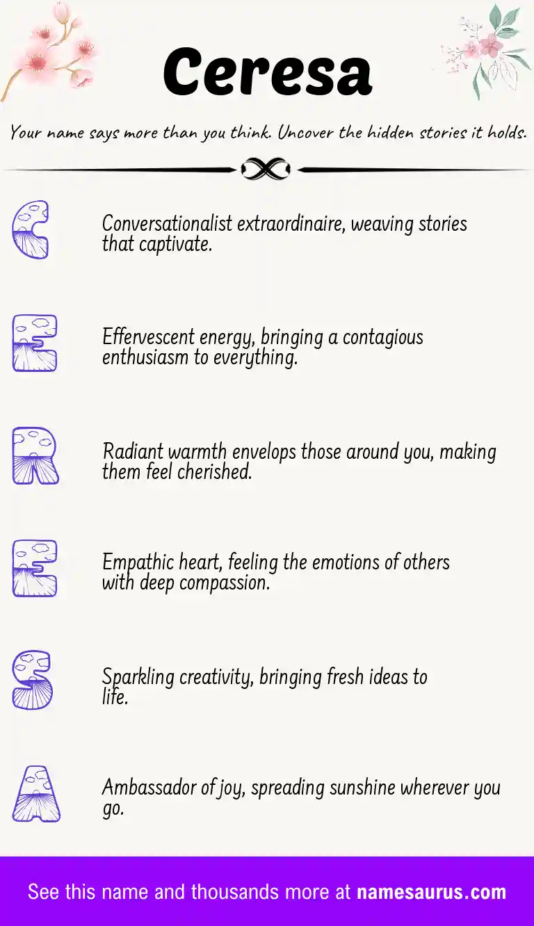 Acrostic poem about Ceresa.