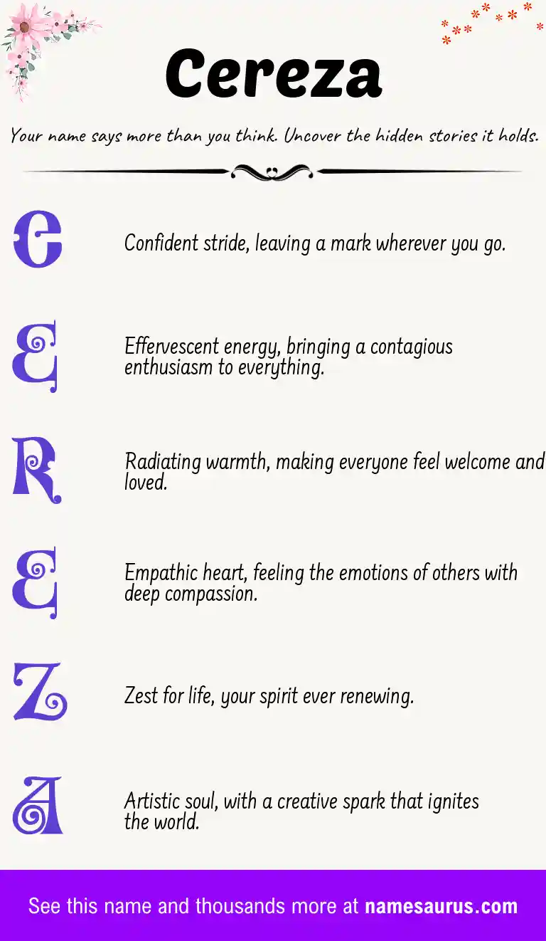 Acrostic poem about Cereza.