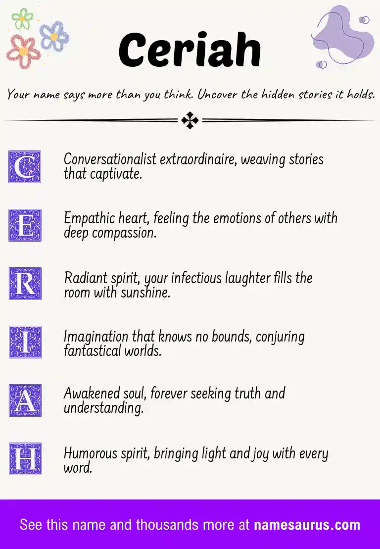 Acrostic poem about Ceriah.