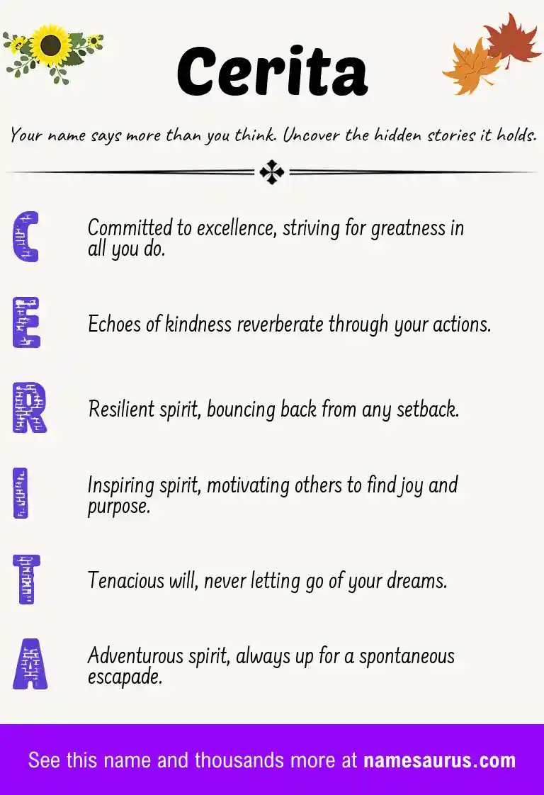 Acrostic poem about Cerita.