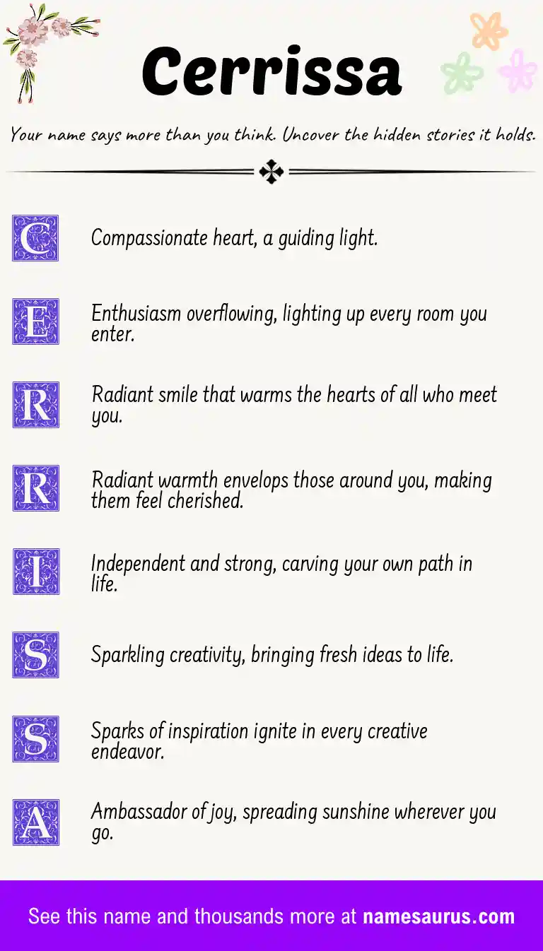 Acrostic poem about Cerrissa.