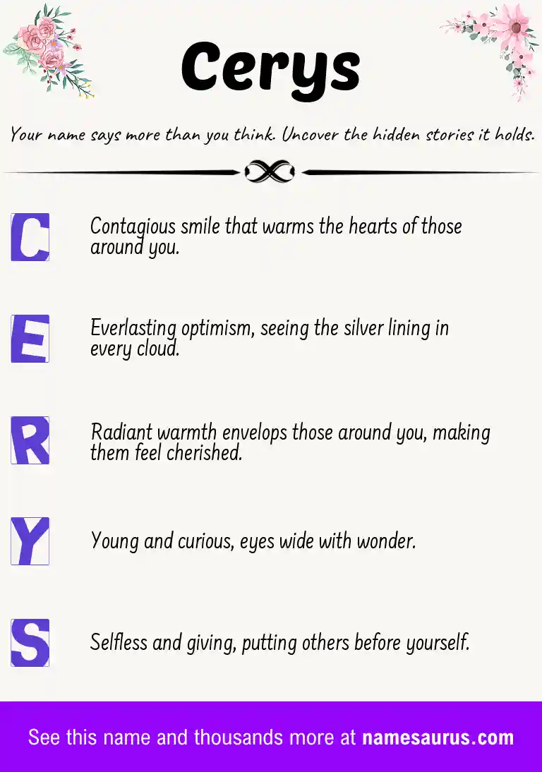 Acrostic poem about Cerys.