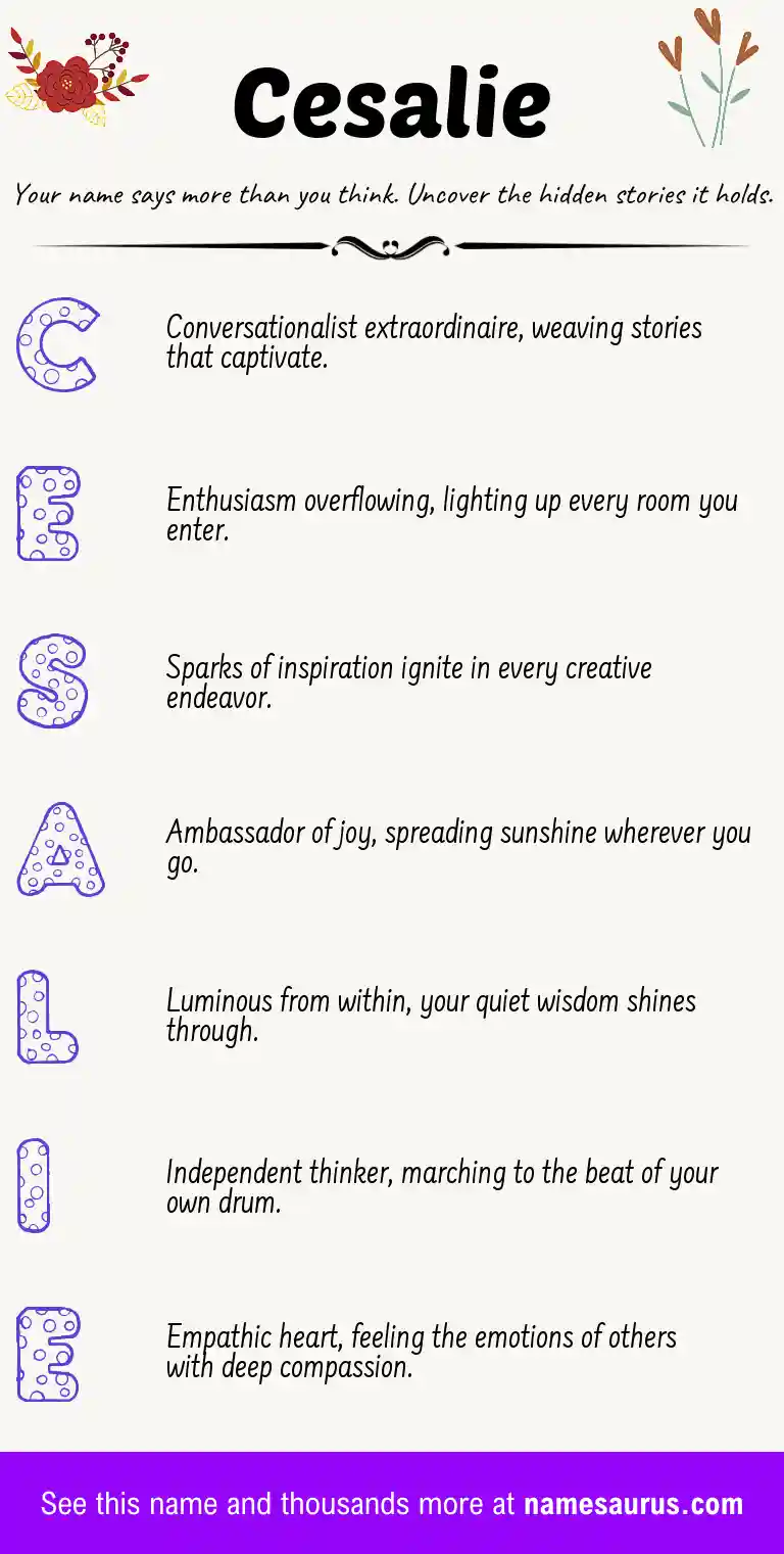 Acrostic poem about Cesalie.