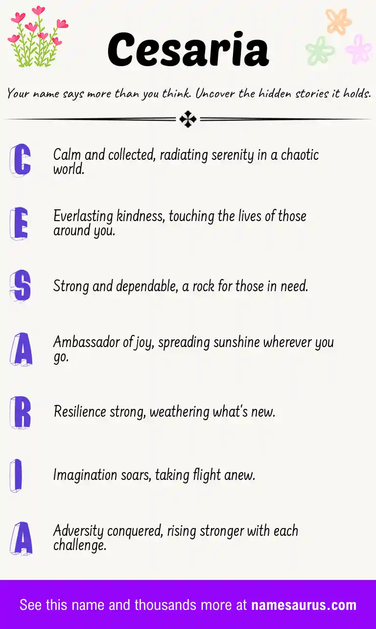 Acrostic poem about Cesaria.