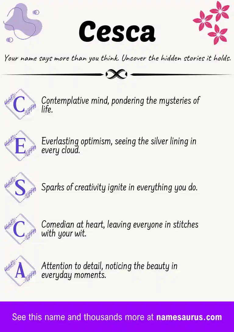 Acrostic poem about Cesca.