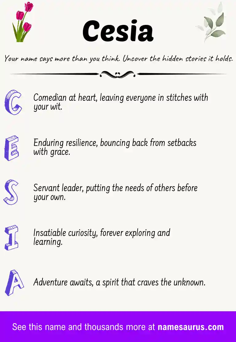 Acrostic poem about Cesia.