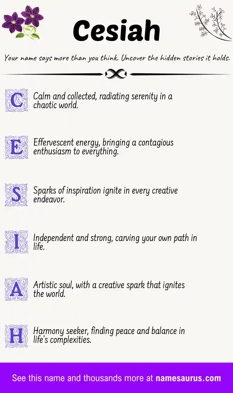 Acrostic poem about Cesiah.
