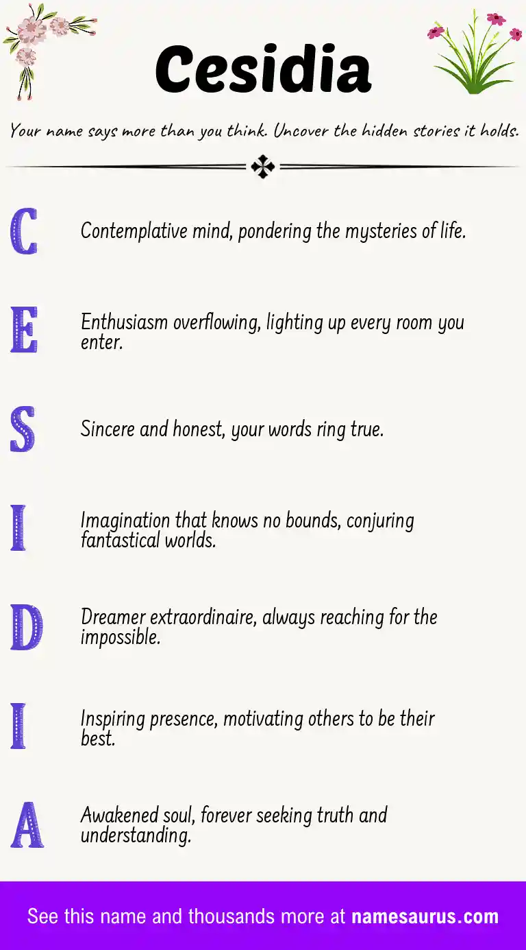 Acrostic poem about Cesidia.