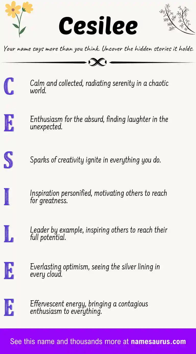 Acrostic poem about Cesilee.