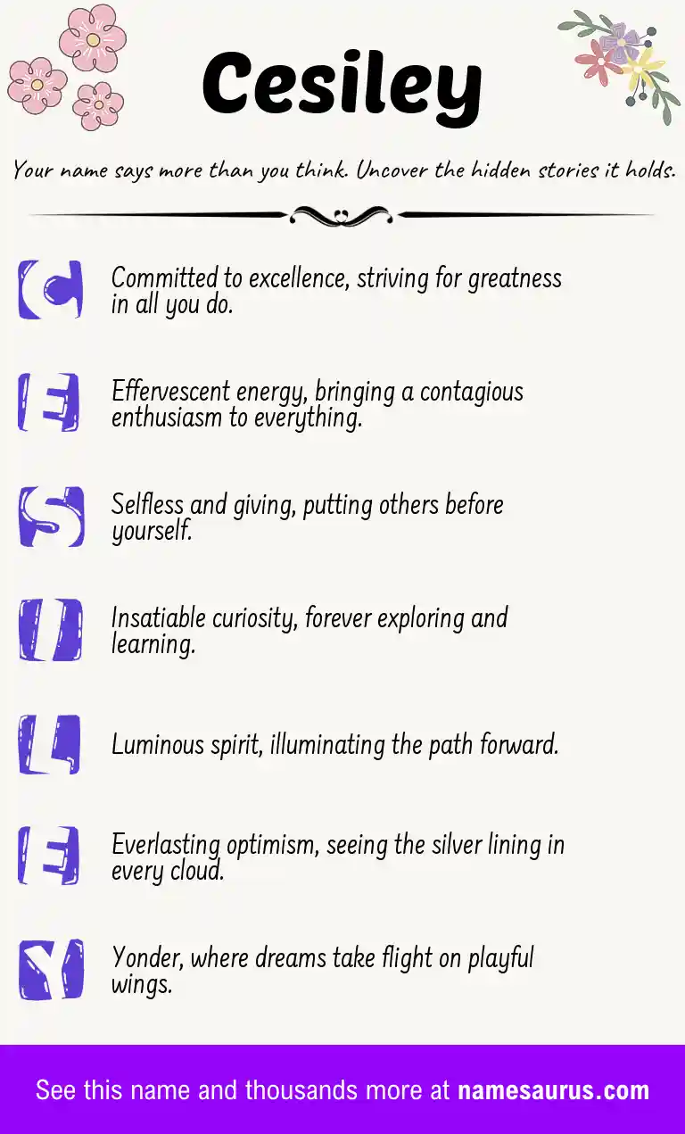 Acrostic poem about Cesiley.
