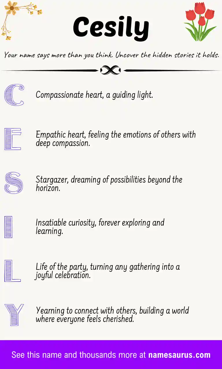Acrostic poem about Cesily.