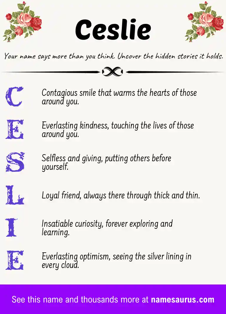 Acrostic poem about Ceslie.