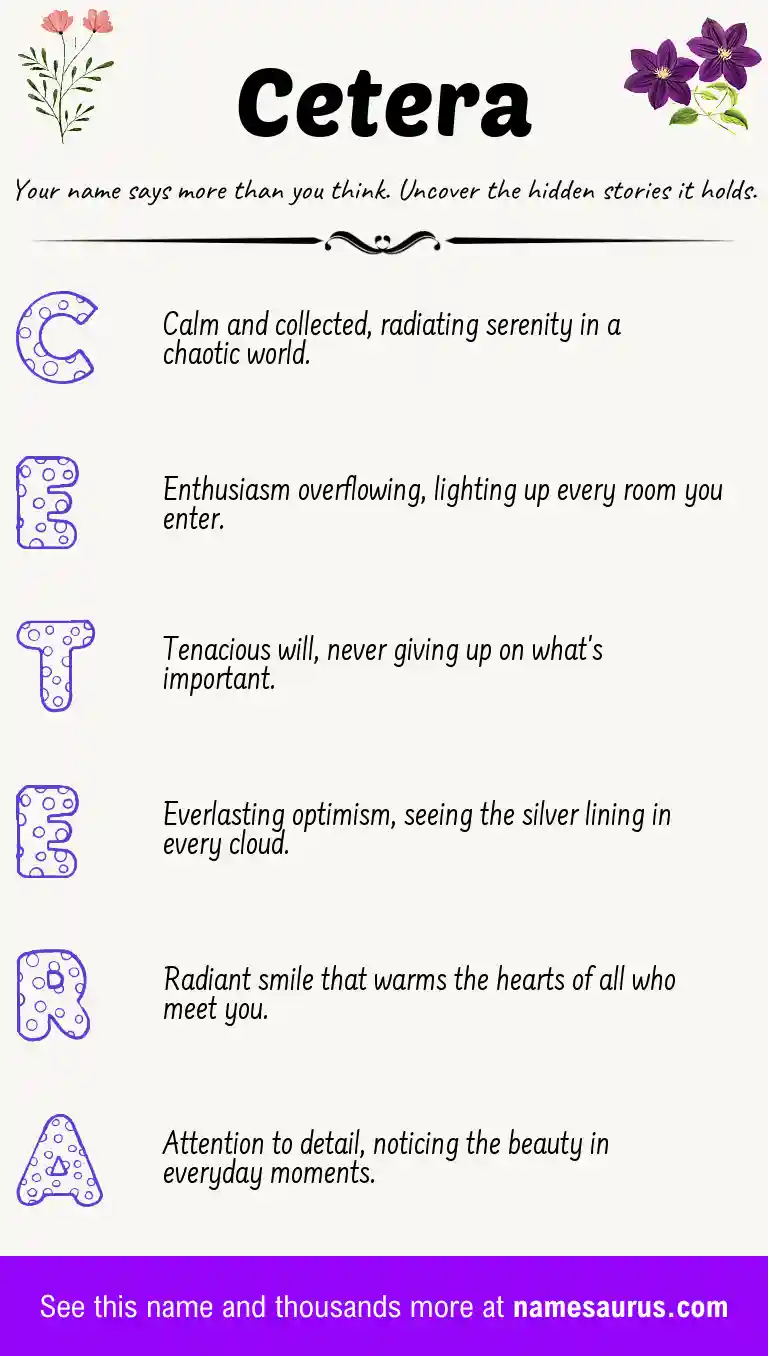 Acrostic poem about Cetera.