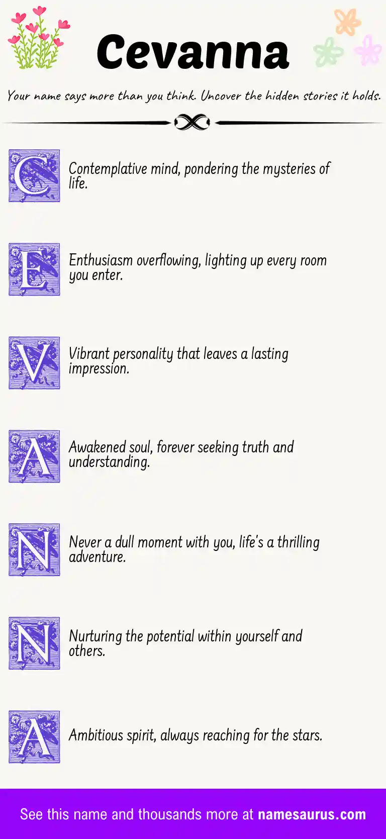 Acrostic poem about Cevanna.