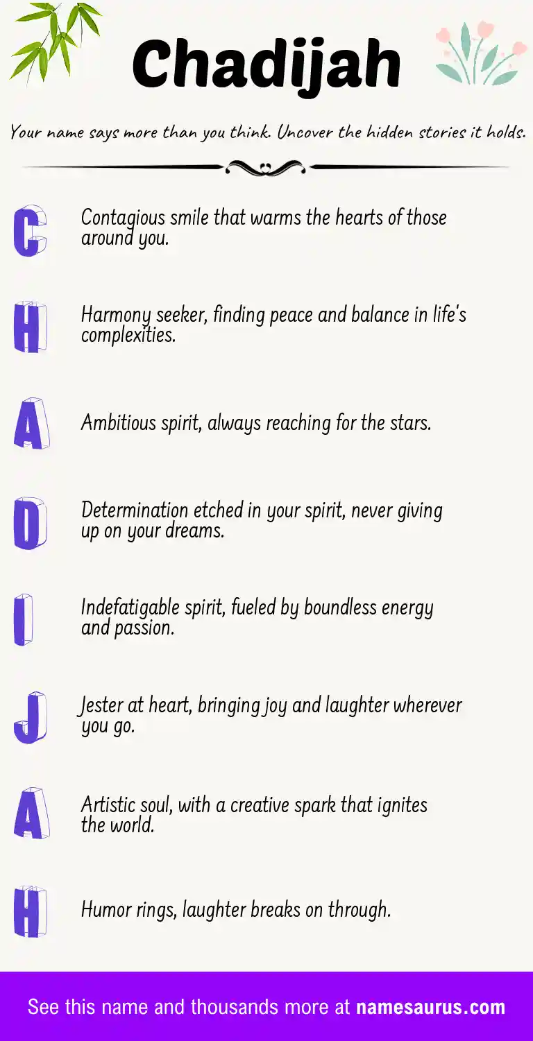 Acrostic poem about Chadijah.