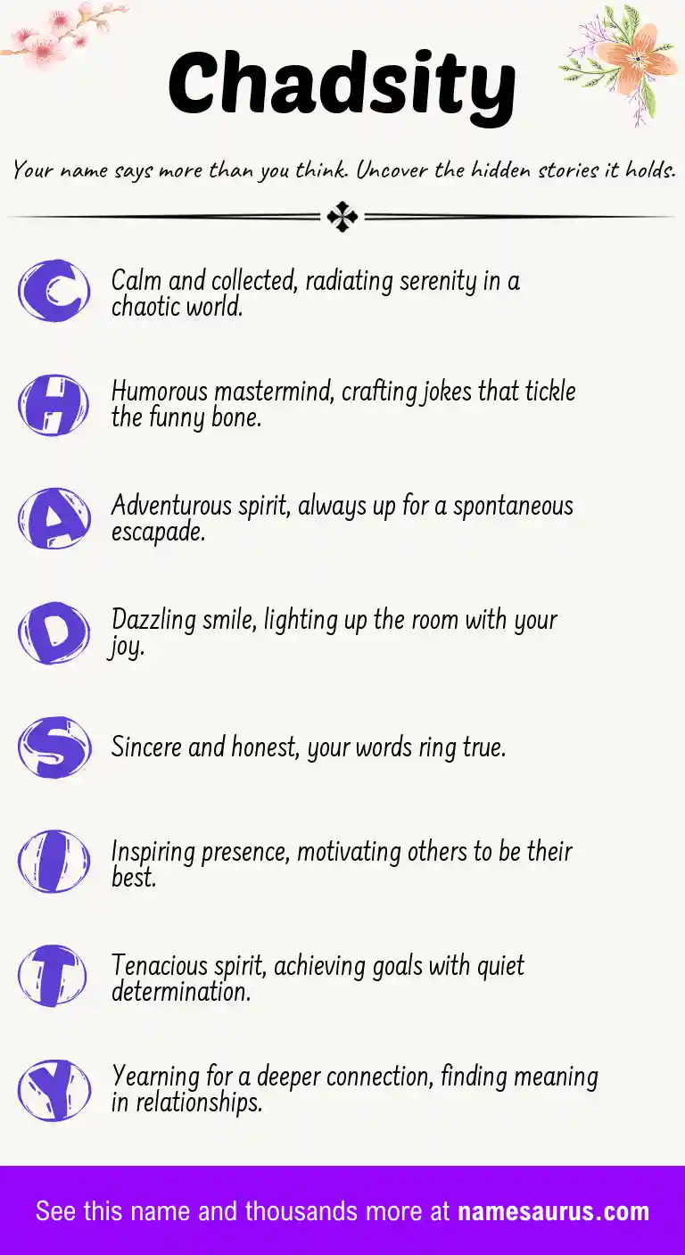 Acrostic poem about Chadsity.